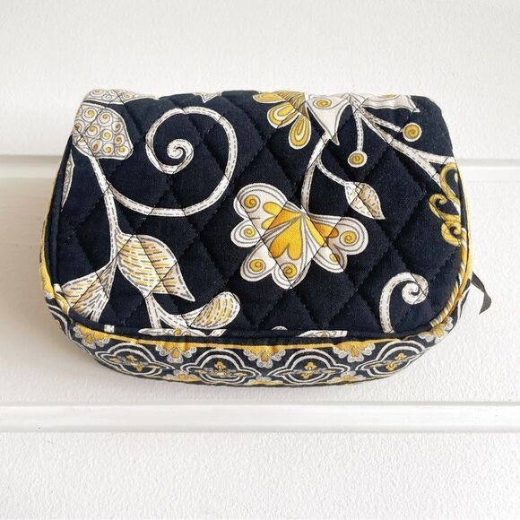 Vera Bradley Retired Yellow Bird Fold Out Travel Cosmetic Case Top Carry Handle - Picture 1 of 8